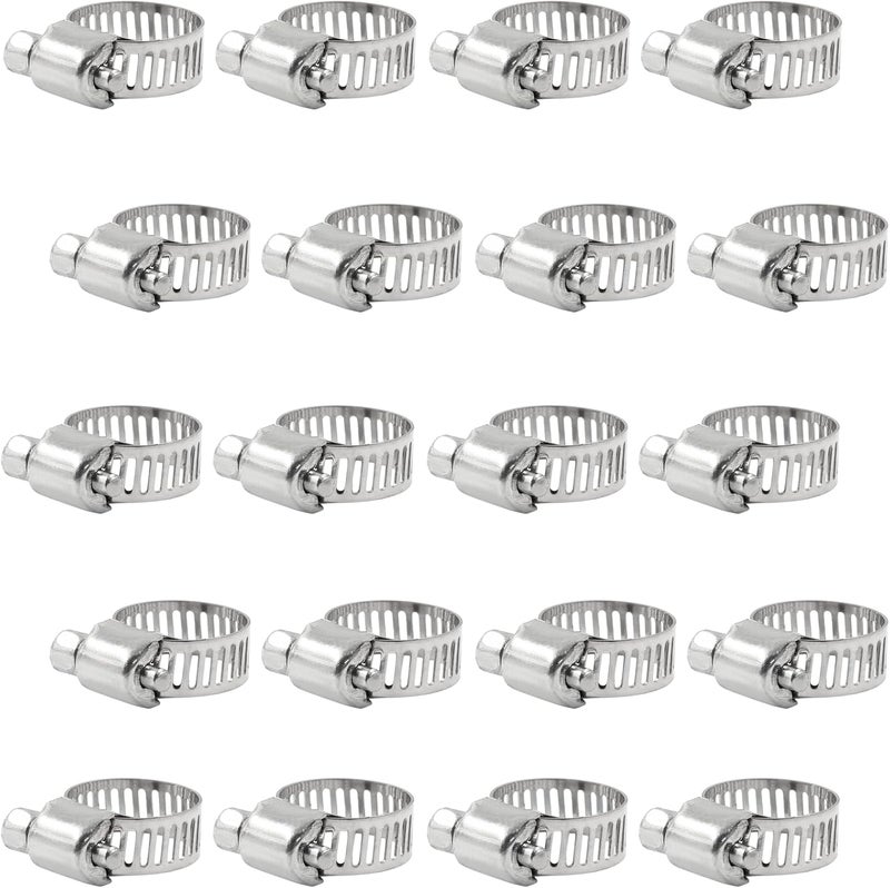 Coufce 20 pcs 3/8" - 5/8" 304 Stainless Steel Hose Clamps, Adjustable Metal Pipe Clamp, Worm Gear for Pipe - Dryer Repair, Tubing and Fuel Line - Image 1